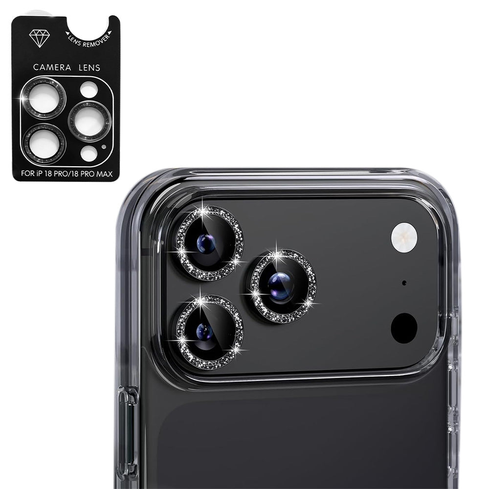 Glitter Camera Lens Protector for iPhone 18 Pro Max Alumina Glass Lens Cover Black