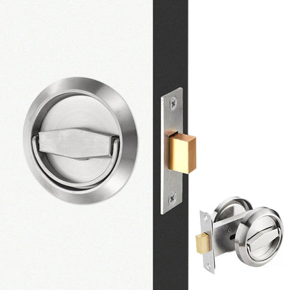 Hidden Door Lock Invisible Latch Double Sided Privacy Lock for Bedroom Bathroom Stainless Steel-Silver
