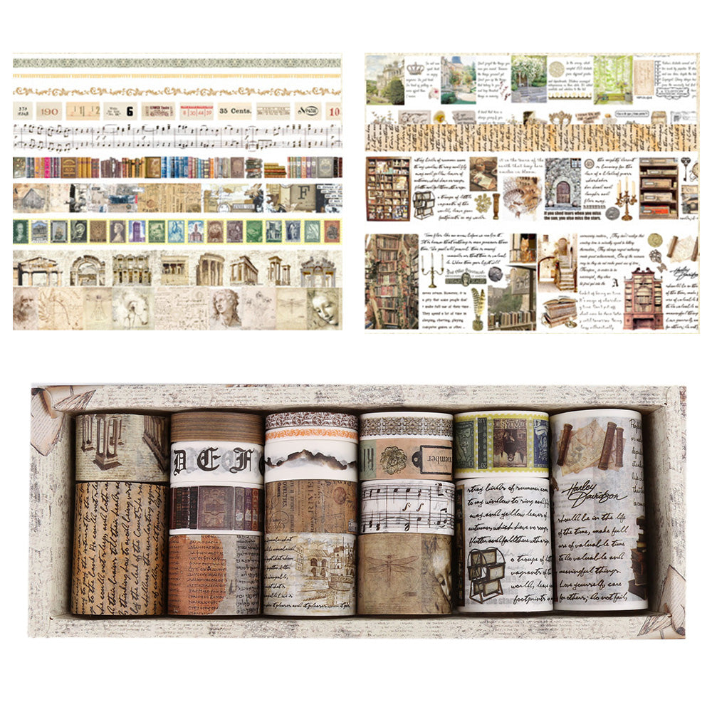 18 Rolls Vintage Washi Tape Set Writable Tapes for Scrapbooking Junk Journal supplies-Memory