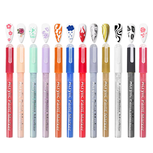 12 Colors Nail Art Pens Set Nail Polish Pens for Painting Dotting Liner