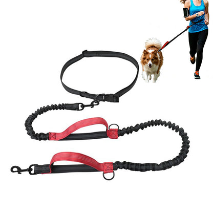 2 in 1 Hands Free Running Dog Leash for Walking Jogging-Red