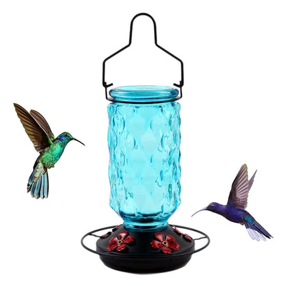Stained Glass Hummingbird Feeder Wide Mouth Garden Decor-Blue