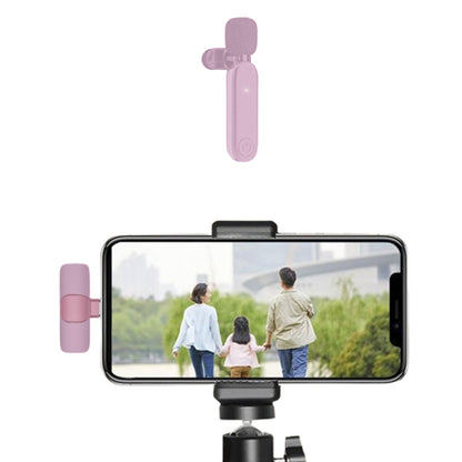 2.4G Wireless Lavalier Microphone Plug and Play Mic for Android iPhone iPad Vlog Live Stream Pink