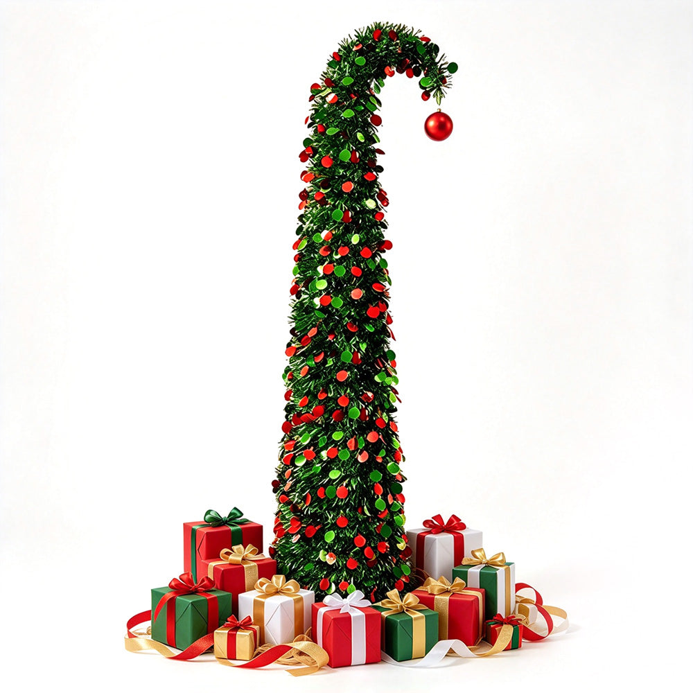 150cm Bendable Christmas Tree Curved Top Tinsel Xmas Tree Christmas Decor Green