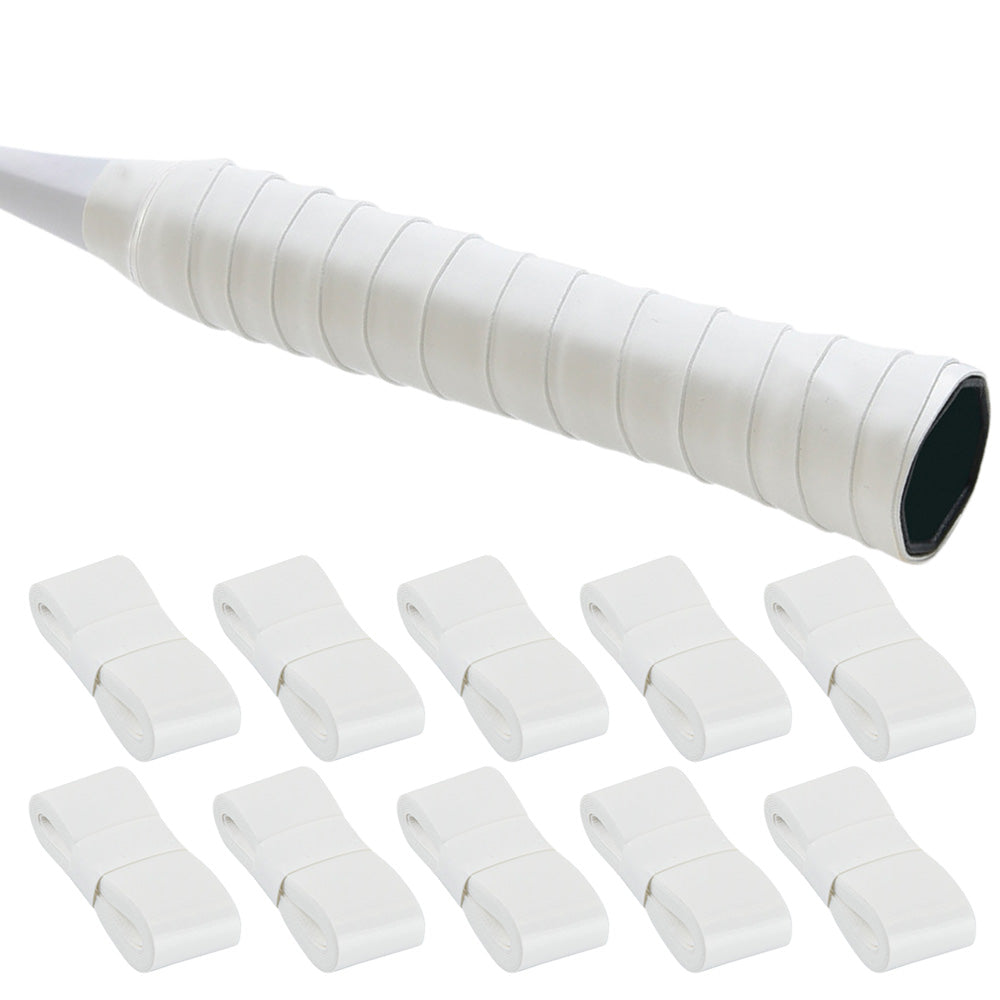 10Pcs Tennis Racket Grip Tapes PU Anti-Slip Overgrip Badminton Pickleball-White