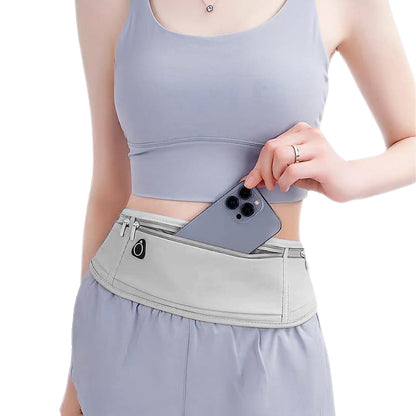 Running Belt Waist Pack Ultra Light Water Resistant Fitness Belt Waist Bag Light Gray