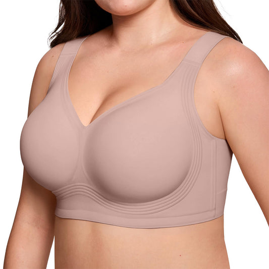 Seamless Wireless Plus Size Full Coverage Comfort Bra - Red