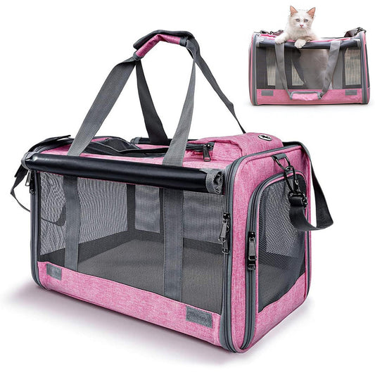 Pet Carrier for Large Cats Washable Dog Carrier Privacy Protection for Travel-pink