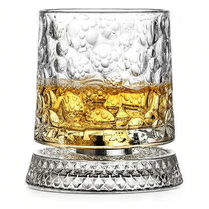 270ml Rotating Whiskey Glass Transparent Glass- Bubble Style