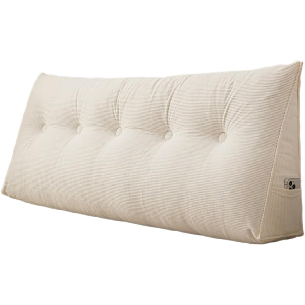 Headboard Pillow Triangle Backrest Wedge Cushion for Bed Sofa Dorm Room-Cream