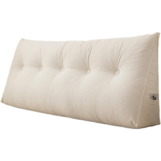 Headboard Pillow Triangle Backrest Wedge Cushion for Bed Sofa Dorm Room-Cream