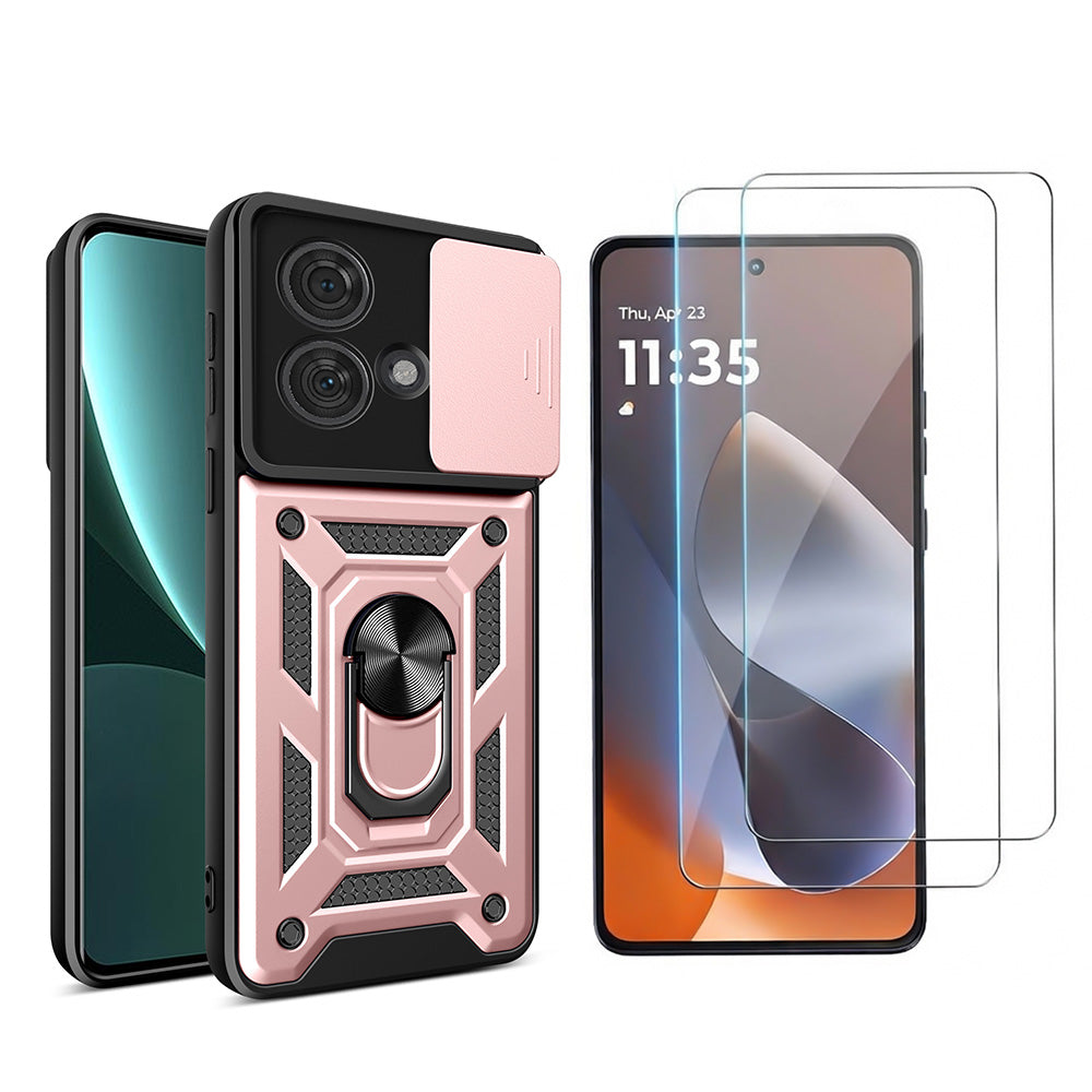 Phone Case Tempered Glass Screen Protector for Moto G86 Power Rose Gold