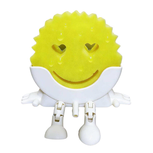 Smiley Face Sponge Holder Sink Drain Rack for Sink Edge-white