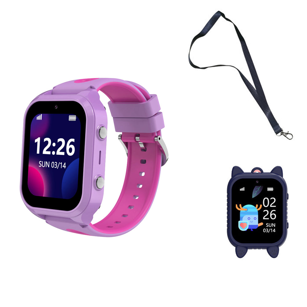 4G Smart Watch For Kids Water-resistant Video Call Positioning Alarm HD Touchscreen Smartwatch-Purple