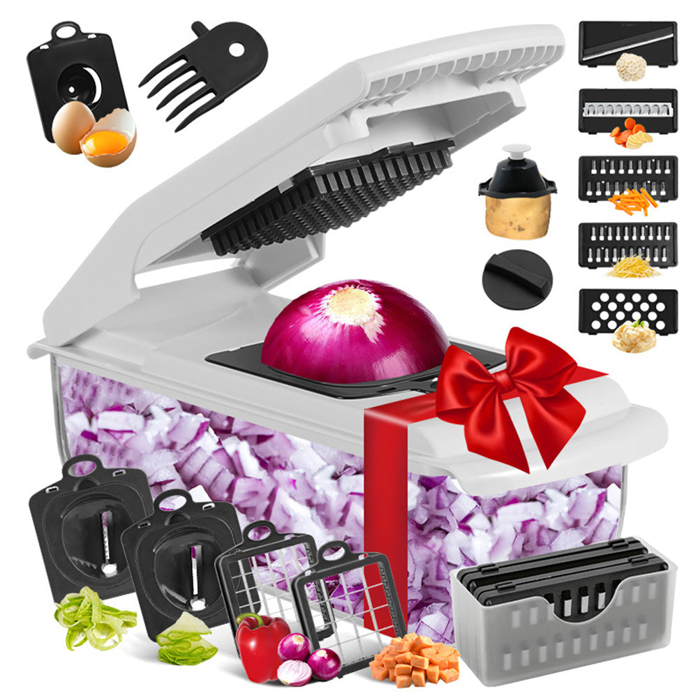 Vegetable Chopper with Container Mandoline Slicer for Kitchen Salad Prep-White
