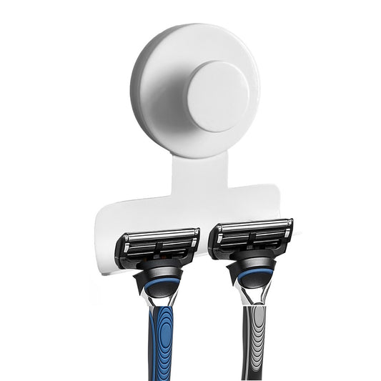 Stainless Steel Suction Cup Razor Holder Wall Mounted Bathroom Shaver Hook-White