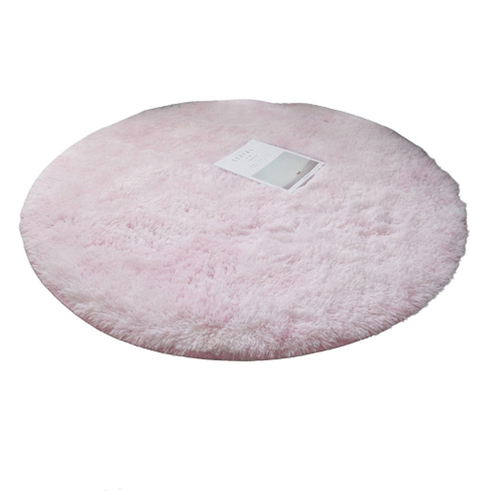 Fluffy Round Plush Area Rug Non Slip Carpet - Pink