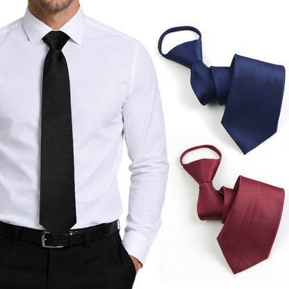 3 Packs Pre-tied Zipper Tie Ready to Wear Solid Colour Business Neckties