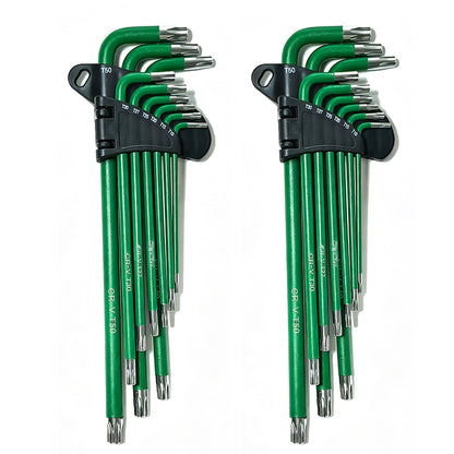 18Pcs Long Arm Ball End Hex Key with CRV Steel for Car Motorcycle Repair-Green