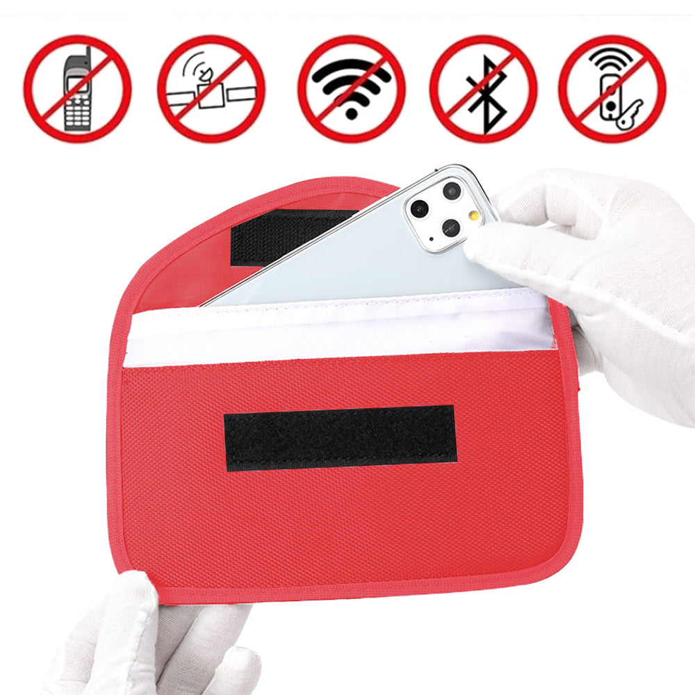 RFID Blocking Phone Pouch Wallet Case for Cell Phone Car Keys Bank Cards Red