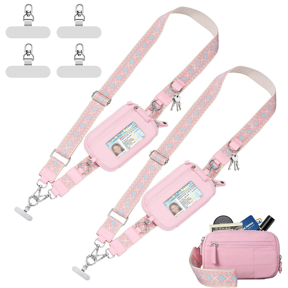 2Pcs Phone Lanyard Clip and Go Strap for Phone with Wallet Crossbody -Pink