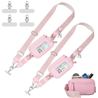 2Pcs Phone Lanyard Clip and Go Strap for Phone with Wallet Crossbody -Pink
