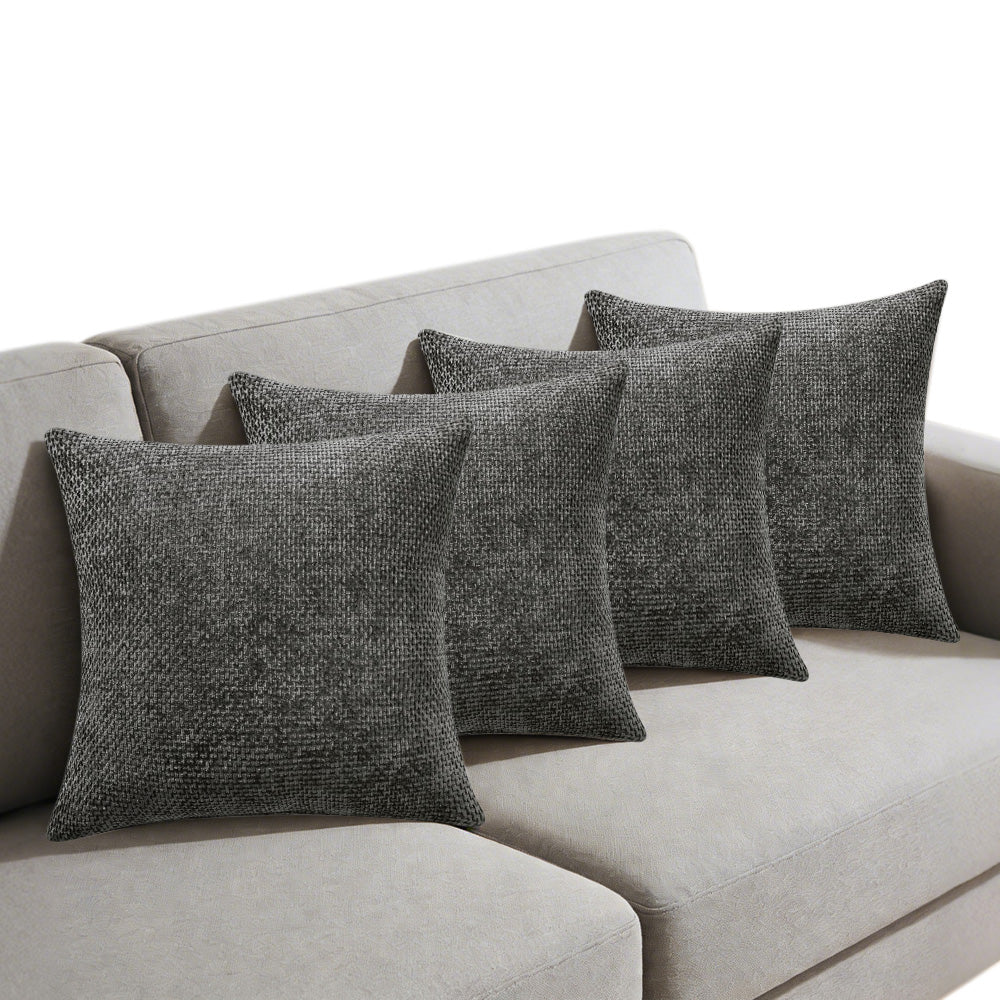 4 Pack Chenille Knit Throw Pillow Covers for Couch Bed -Grey