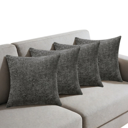 4 Pack Chenille Knit Throw Pillow Covers for Couch Bed -Grey