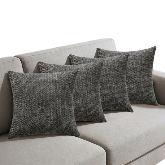 4 Pack Chenille Knit Throw Pillow Covers for Couch Bed -Grey