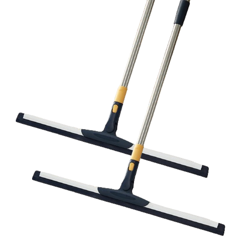 2 Piece Telescopic Long Handle Floor Squeegee Scrubber - Blue