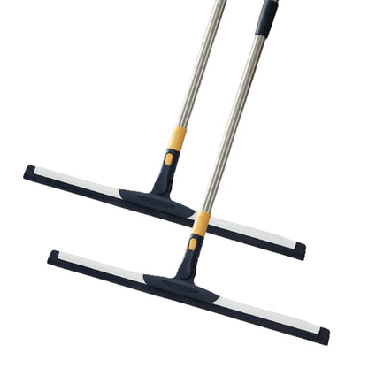 2 Piece Telescopic Long Handle Floor Squeegee Scrubber - Blue