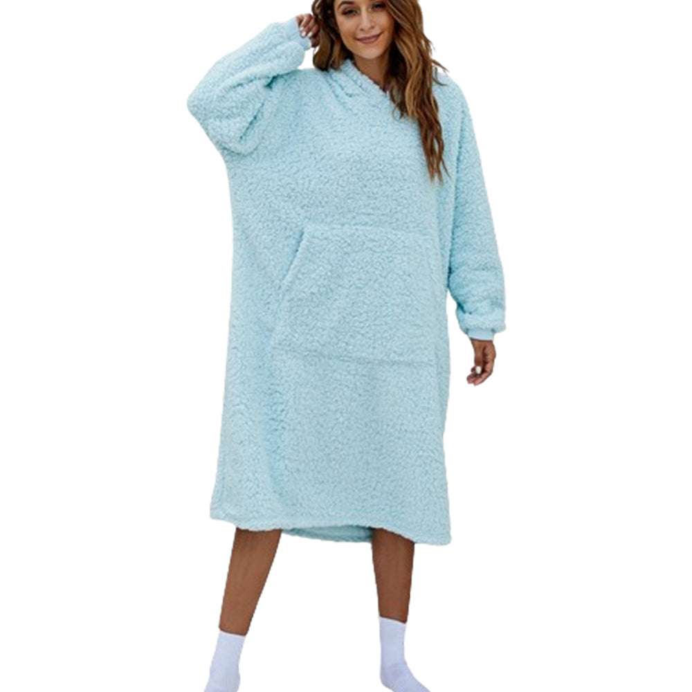 Reversible Wearable Blanket Plush Warm Cozy Blanket One Size Fits All Blue