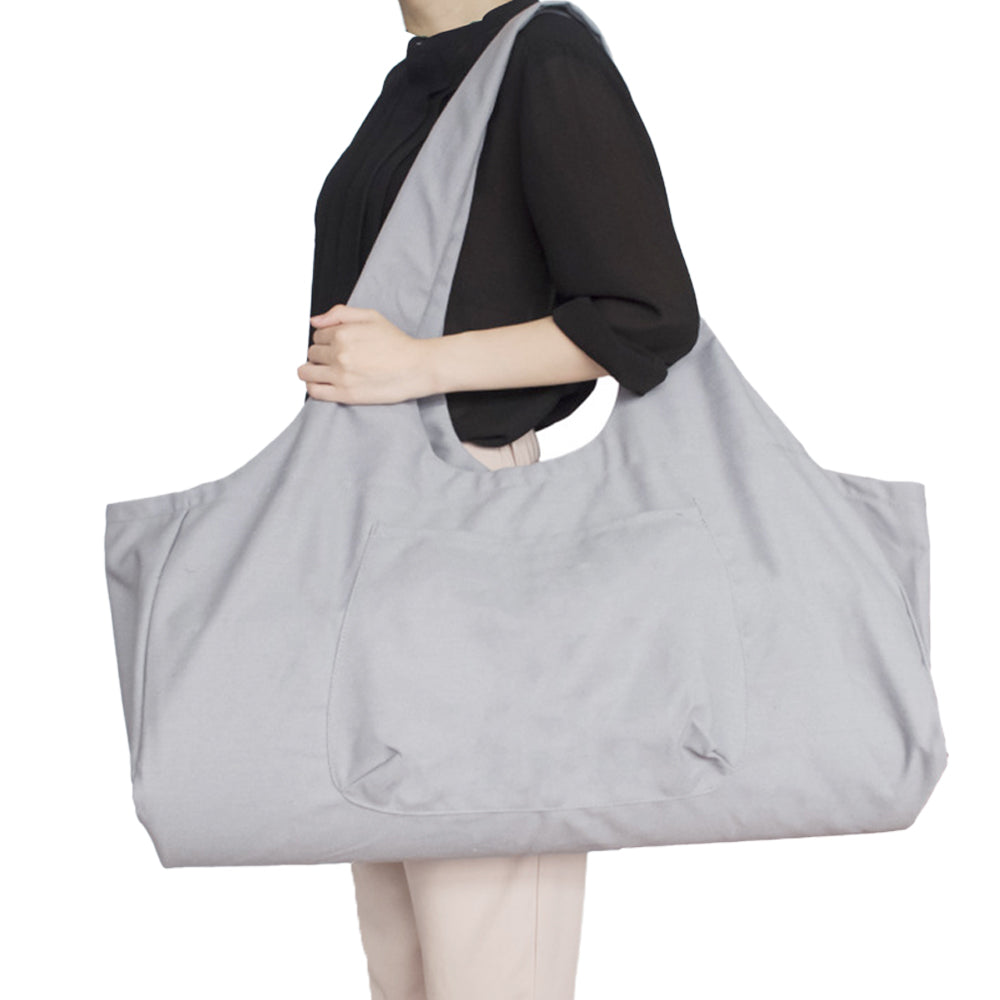 Large Yoga Mat Carrying Bag with Side Pocket Yoga Tote Bag Gym Bag Gray