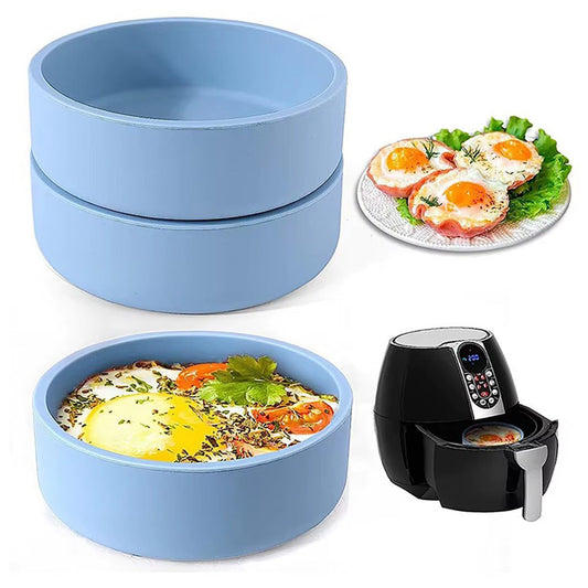 2Pcs Air Fryer Egg Mould Steam Egg Bowl SIlicone Muffins Cake Mold Baking Mold Blue