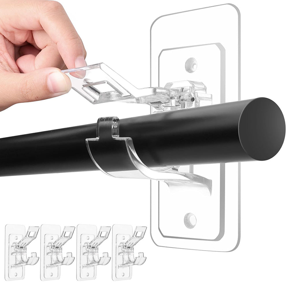 4 Piece Self Adhesive Curtain Rod Brackets Invisible Holders - Clear