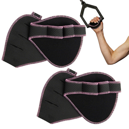 2Pcs Four Finger Gym Palm Grip Gloves Non Slip Weight Lifting Gloves-Pink