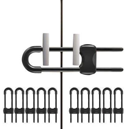 10Pcs Cabinet Locks U-Shaped Drawers Locks for Knob Handle on Door Cupboard -Black