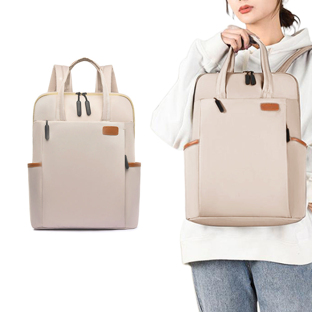 Travel Laptop Backpack Casual Rucksack Shoulder Bag for Work School Beige