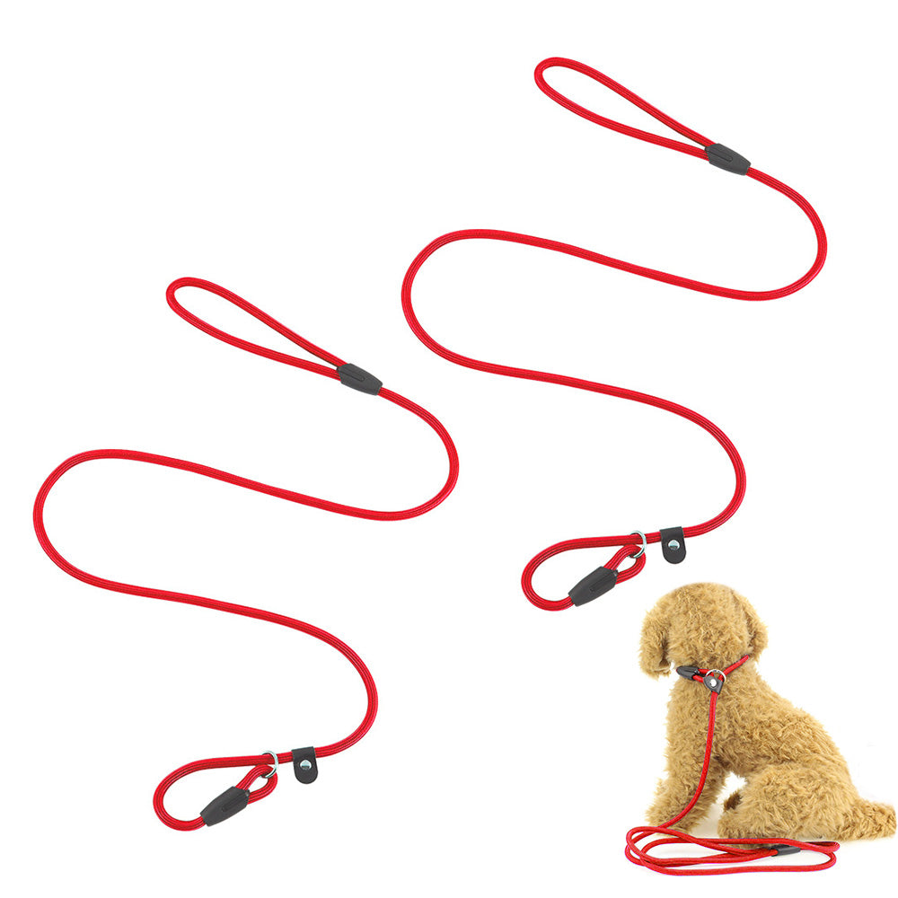 2 Pack 140cm Nylon Slip Lead Dog Leash P Chain Pet Training Rope Red