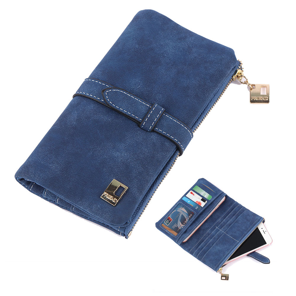 Women Wallet Multi Card Position Clutch Female Multi-Function Coin Purse-Acid Blue