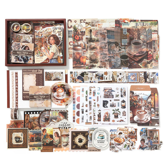 Vintage Scrapbook Kit Bullet Junk Journal Kit with Scrapbooking Supply-Coffee