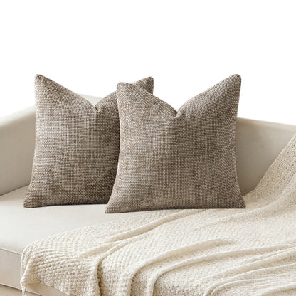 2 Pack Chenille Knit Throw Pillow Covers for Couch Bed -Camel