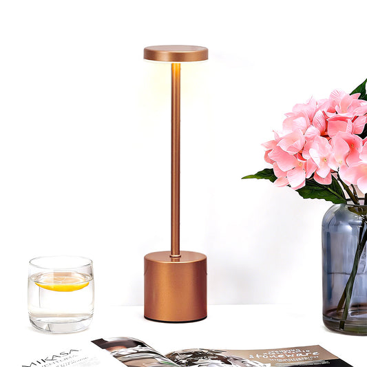 Three Color Rechargeable Touch Cordless Table Lamp for Dining Room-Rose Gold