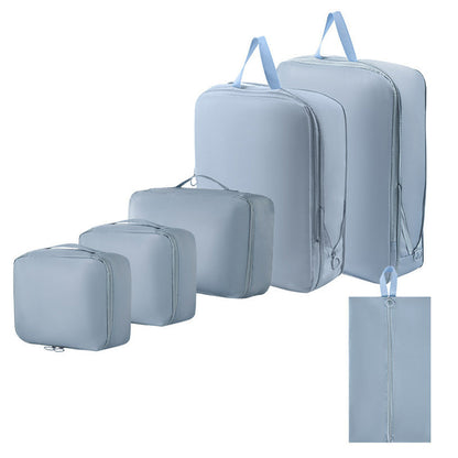 6Pcs Set Packing Cubes for Suitcases Travel Luggage Organizers Clothing Sorting Bags Blue