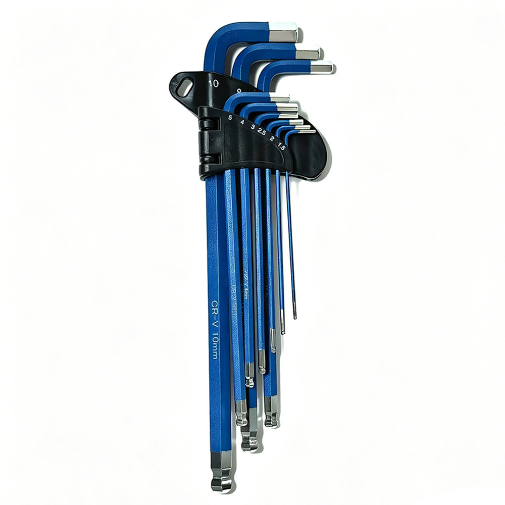 9Pcs Long Arm Ball End Hex Key with CRV Steel for Car and Motorcycle Repair-Blue
