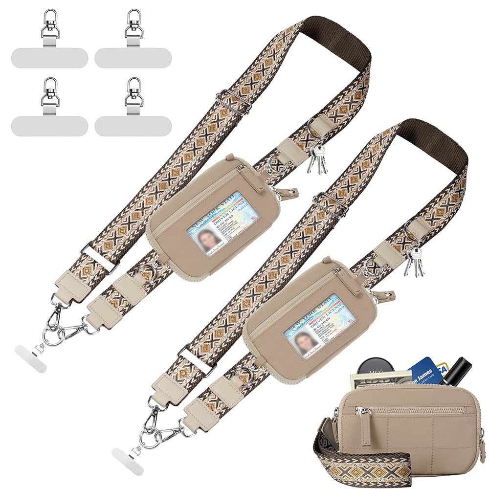 2Pcs Phone Lanyard Clip and Go Strap for Phone with Wallet Crossbody -Beige