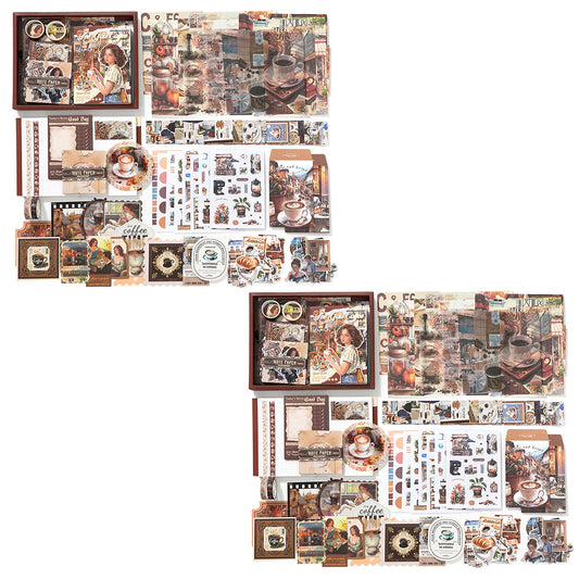 2Pcs Scrapbook Kit Bullet Junk Journal Kit with Scrapbooking Supply-Coffee
