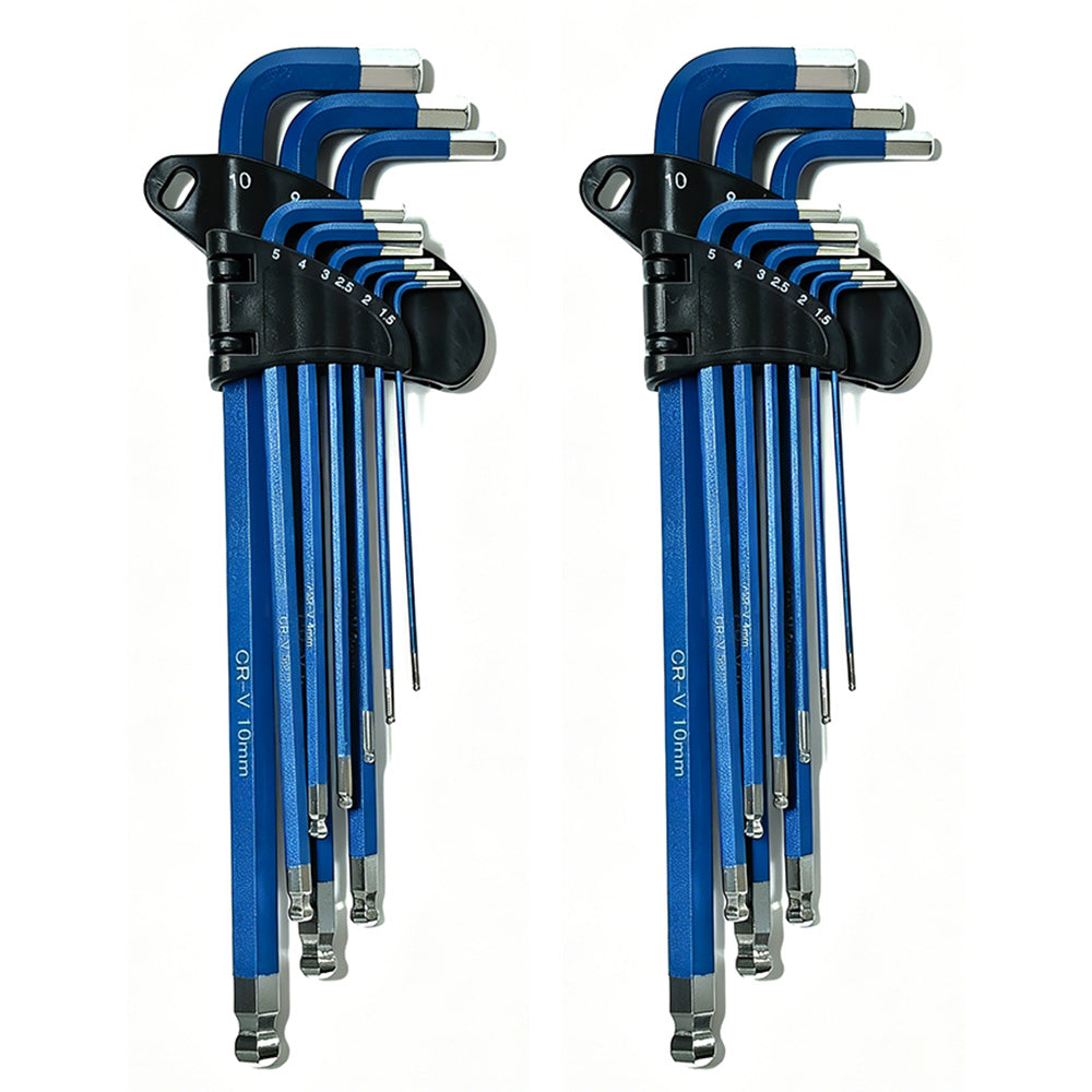 18Pcs Long Arm Ball End Hex Key with CRV Steel for Car Motorcycle Repair-Blue