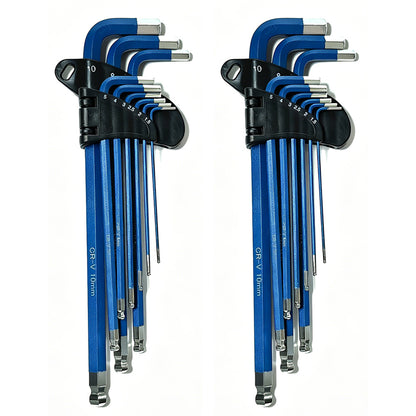 18Pcs Long Arm Ball End Hex Key with CRV Steel for Car Motorcycle Repair-Blue