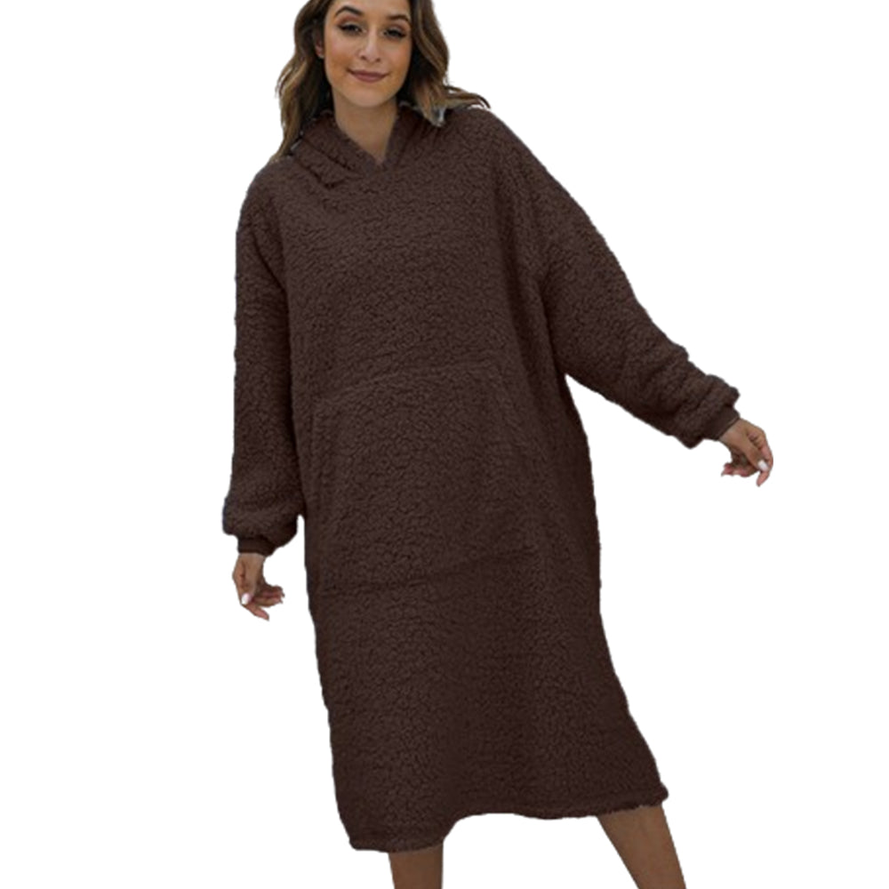 Reversible Wearable Blanket Plush Warm Cozy Blanket One Size Fits All Brown